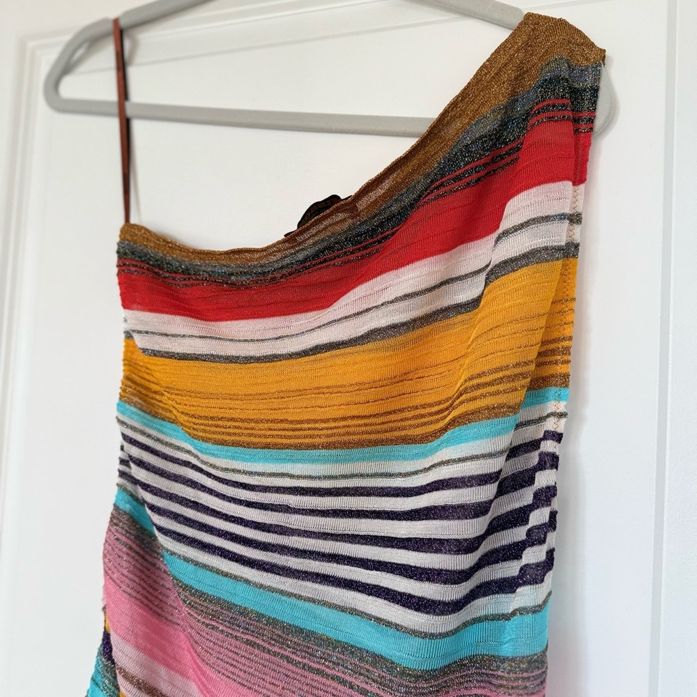 Missoni Multicolor One-Shoulder Striped Knit Mini Dress - Picture 8 of 9